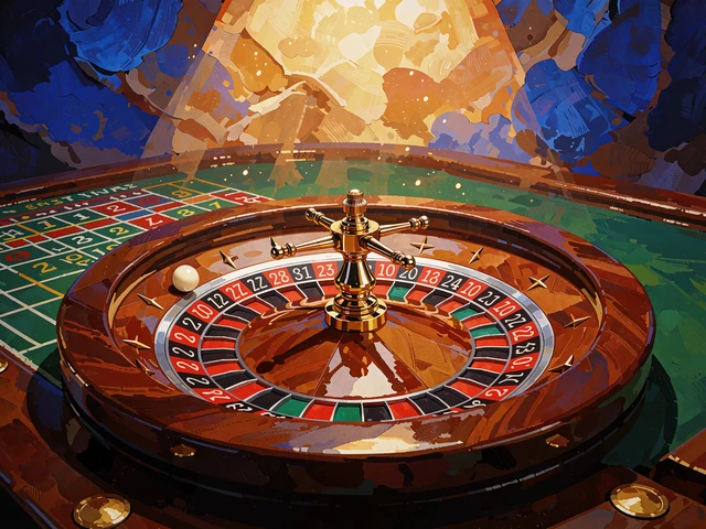 Poleret roulettehjul med r&oslash;de og sorte felter p&aring; gr&oslash;nt filt - live roulette hos Mino Casino