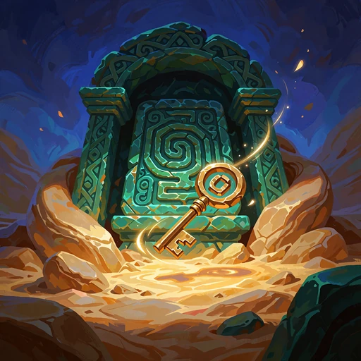Illustration af en gr&oslash;n stentavle med labyrintmotiv som miniature til Coin Strike: Hold and Win 3x3